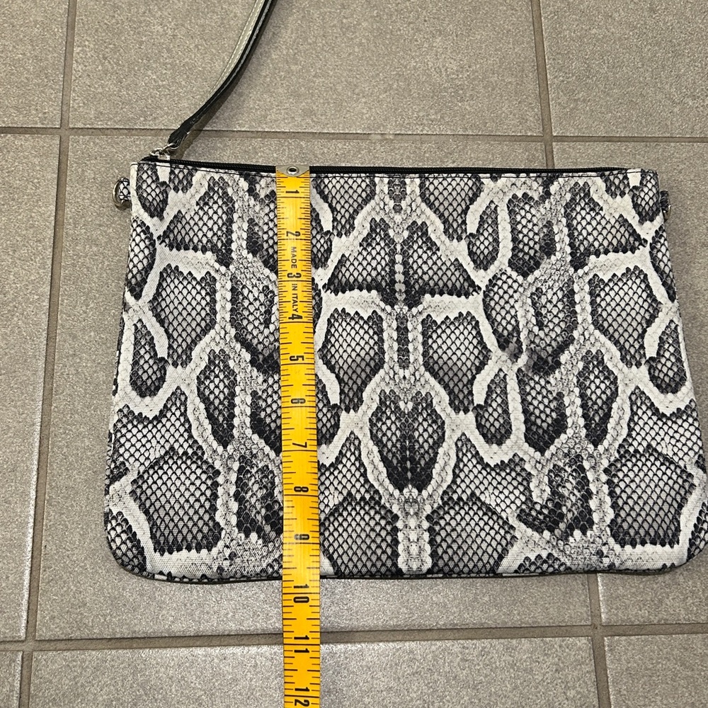 Black and White Snakeskin Clutch with Textured Design